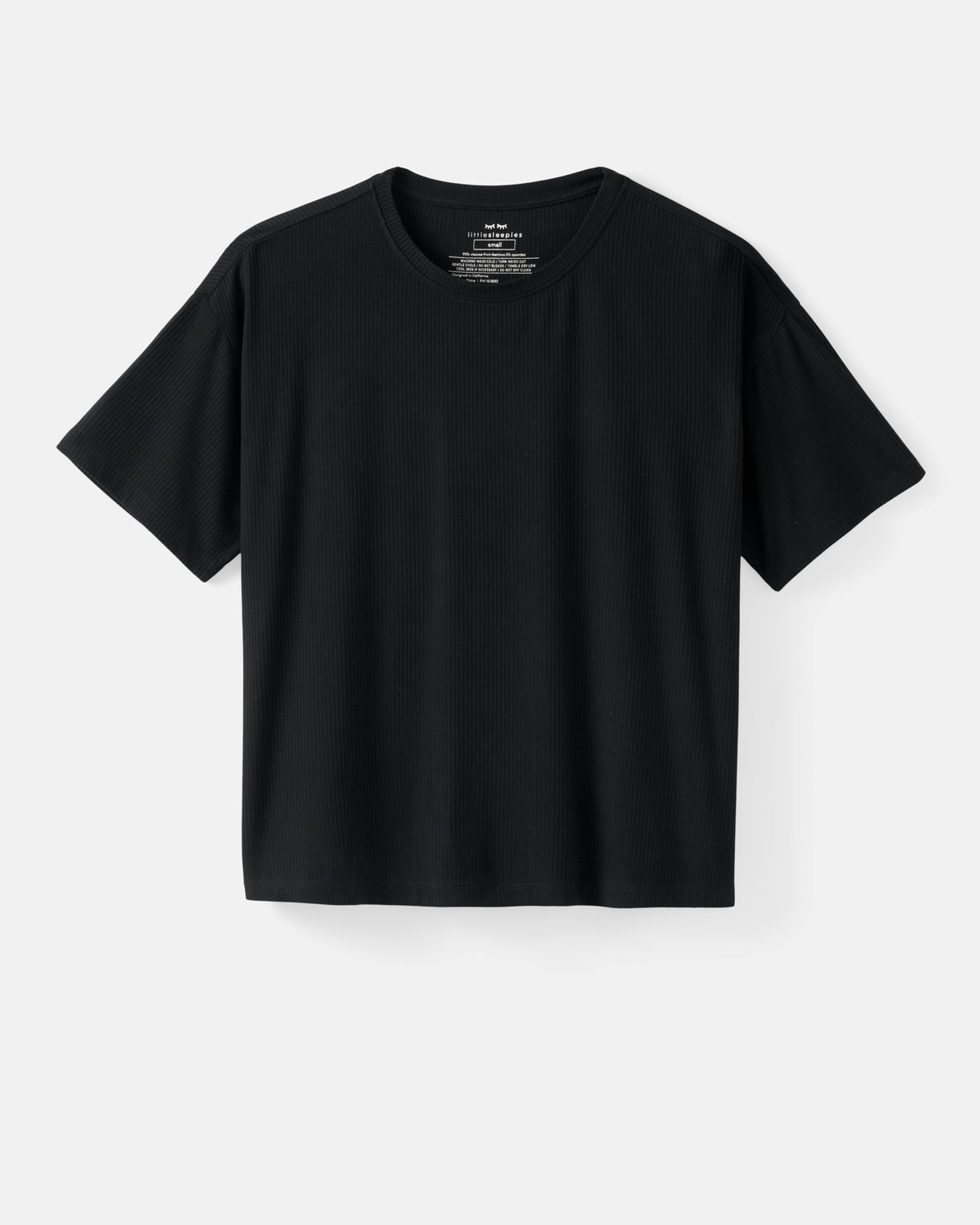 Flat lay of the Black Women's Ribbed Boxy Tee