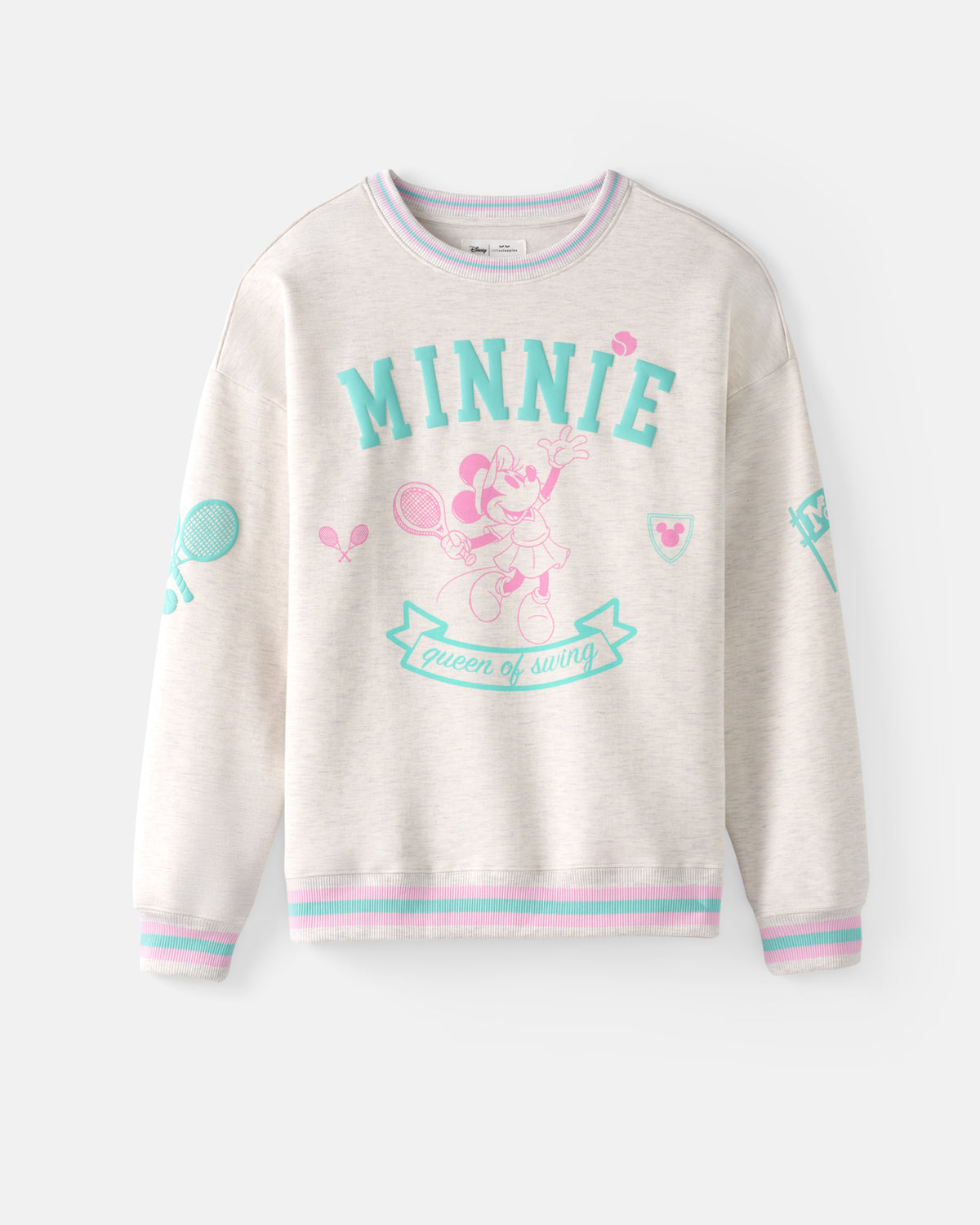 Flat lay of the Disney Minnie Mouse Queen of Swing Women's Crewneck Sweatshirt