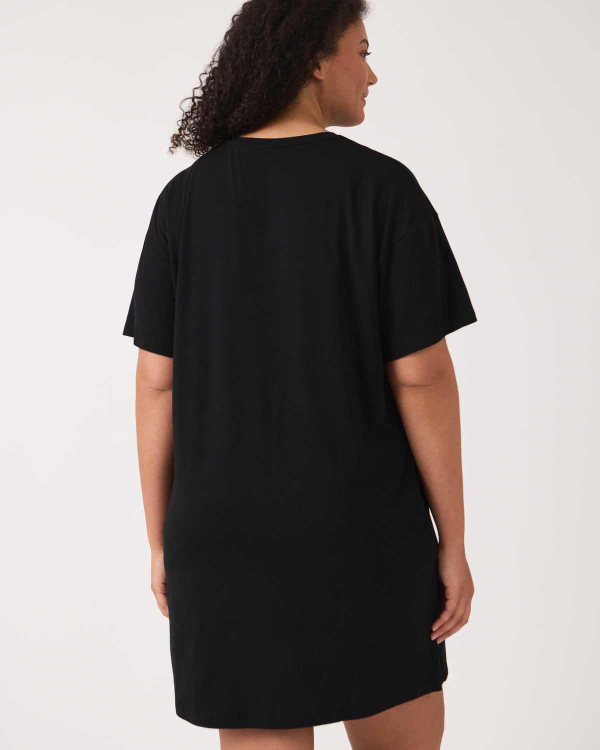 Back view of woman wearing the Black Women's Lounge Dress