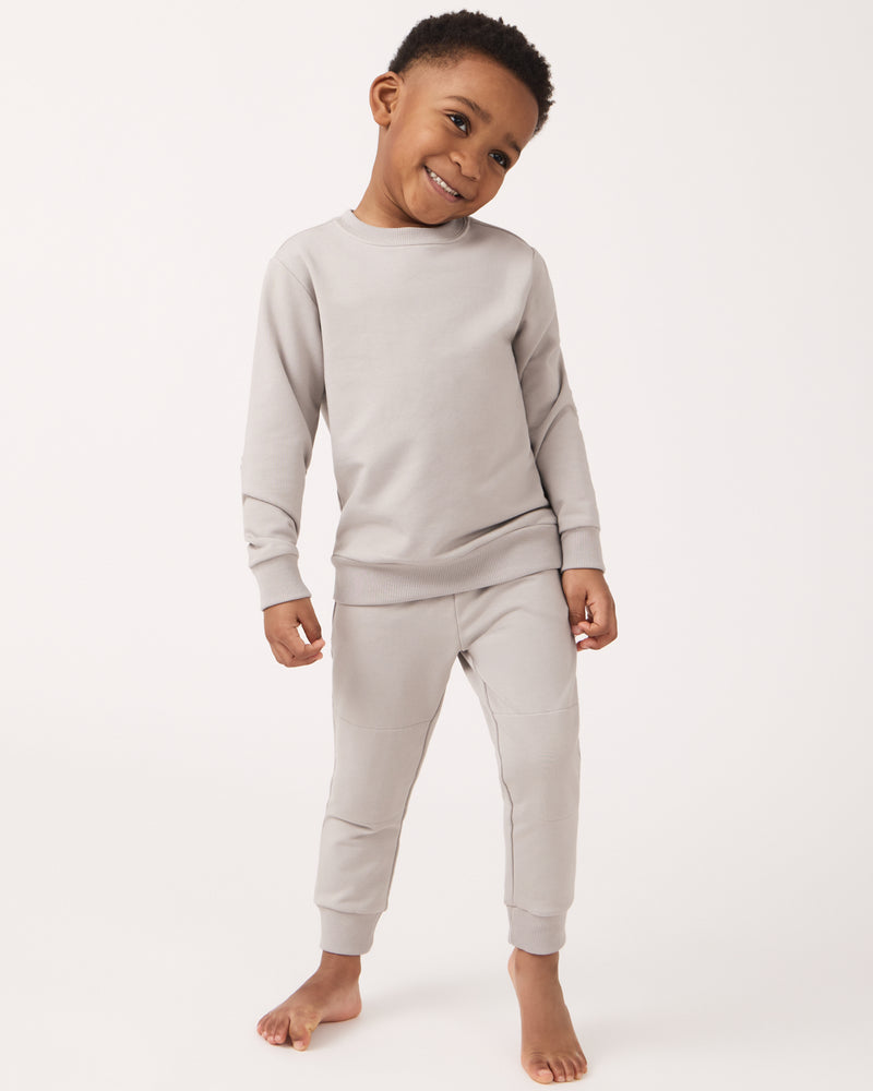 Boy wearing the Dove Gray Jogger and Crewneck Set