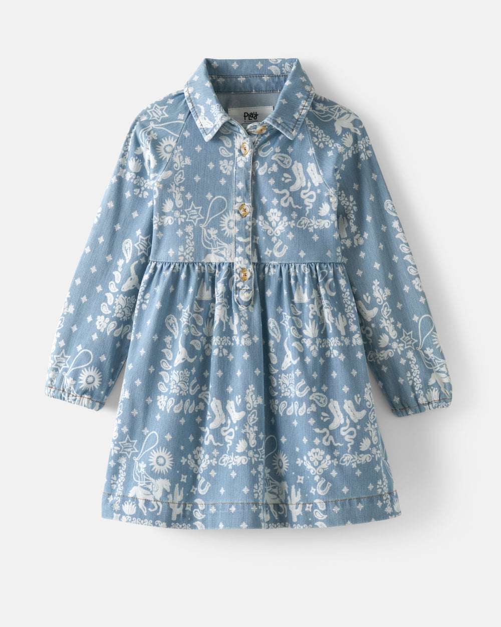 Flat lay of the Bandana Blues Denim Shirt Dress