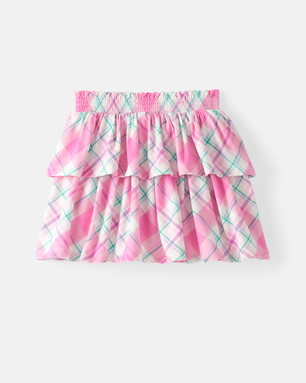 Flat lay of the Springtime Plaid Tiered Skort