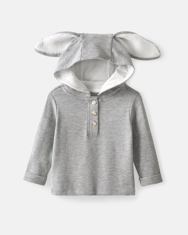 Flat lay of the Heather Gray Bunny Pullover Hoodie