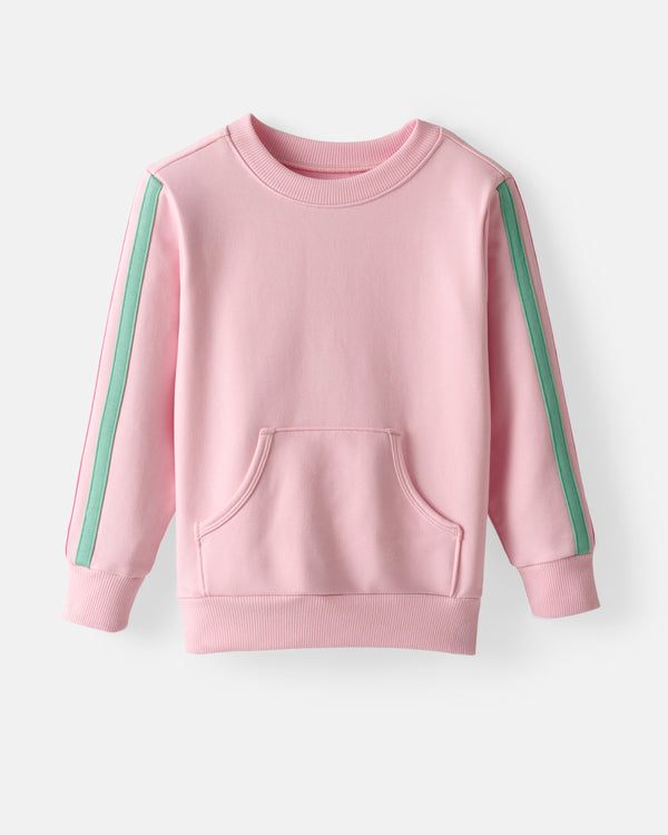 Flat lay of the Pink Blossom Pocket Crewneck