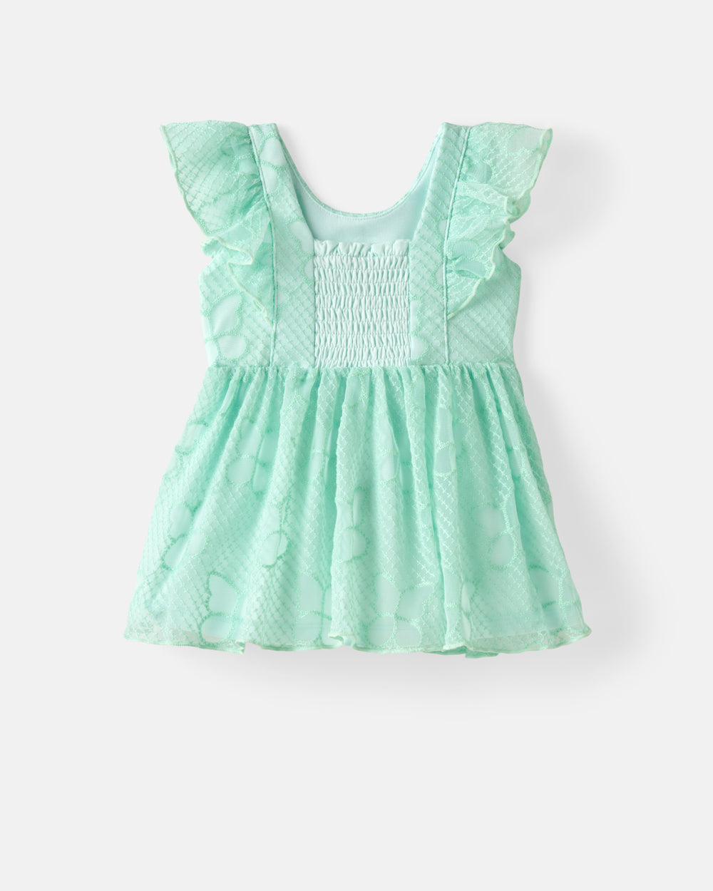 Flat lay of the back of the Butterfly Brook Smocked Flutter Dress with Bloomer