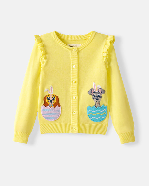 Flat lay of the Disney Peekaboo Pets Ruffle Cardigan