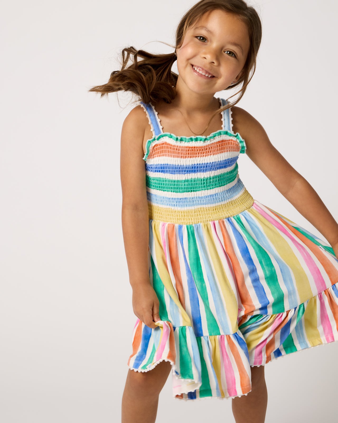 Rainbow Ribbon Smocked Tank Dress 4T