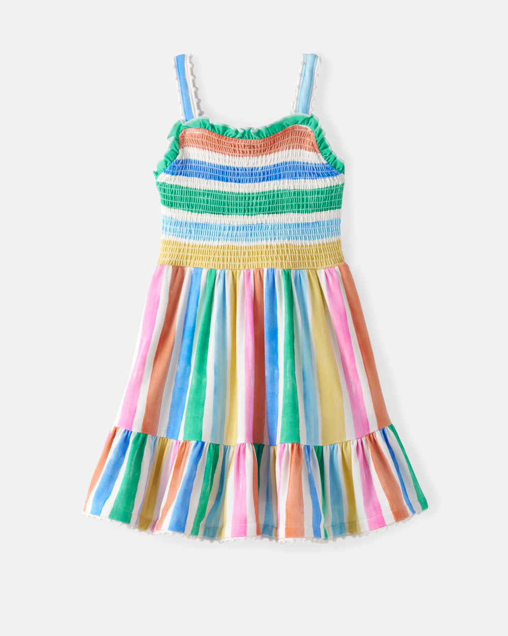 Flat lay of the Rainbow Ribbon Smocked Tank Dress