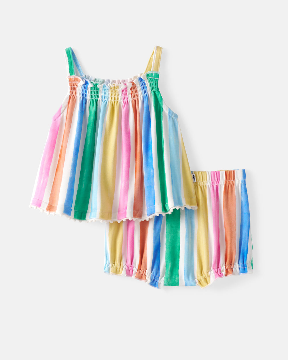 Flat lay of the Rainbow Ribbon Smocked Top with Bloomer