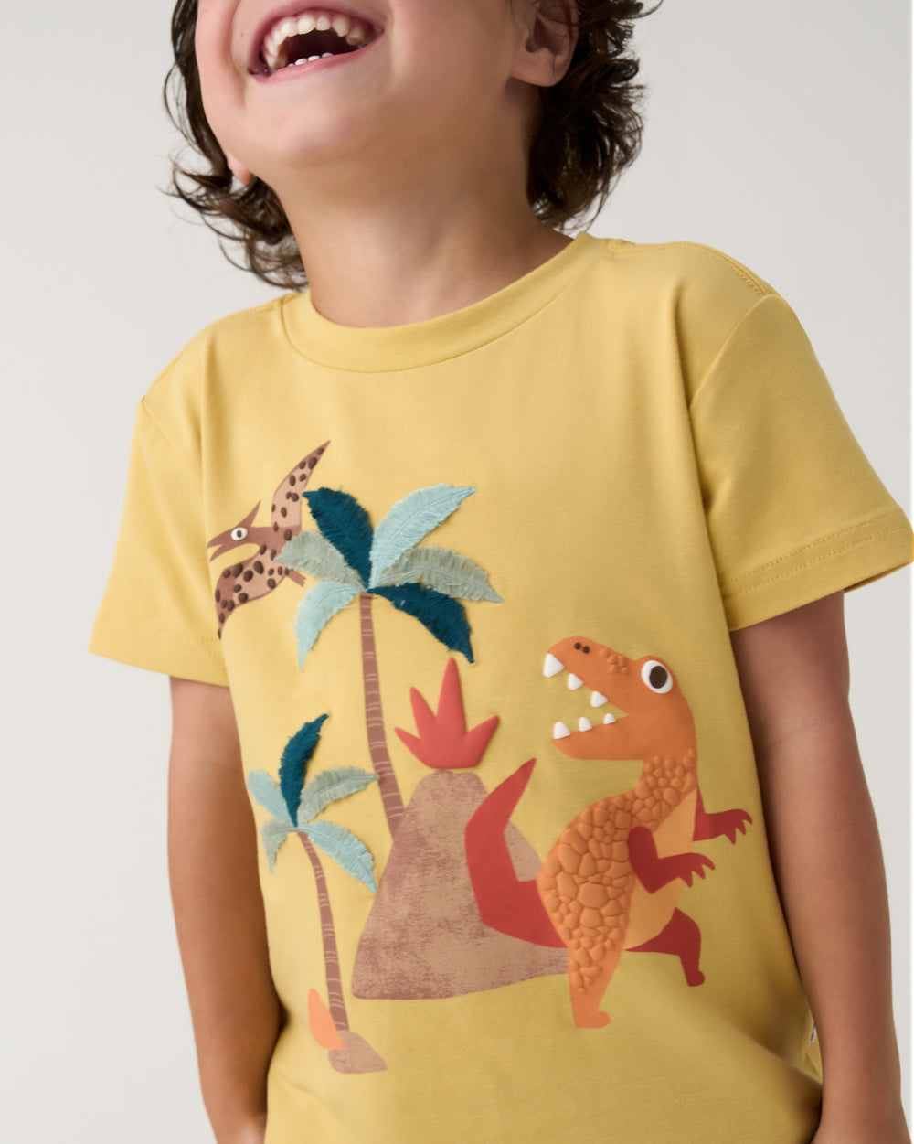 Close up of boy wearing the Volcano Valley Relaxed Tee