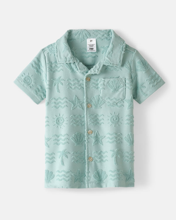 Flat lay of the Coastal Rays Button Down Polo