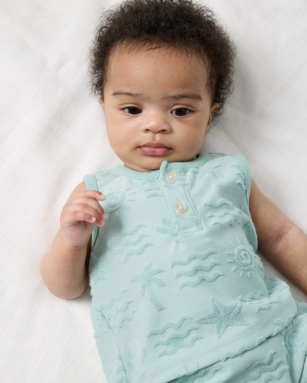 Close up of the tank in the Coastal Rays Henley Tank Set