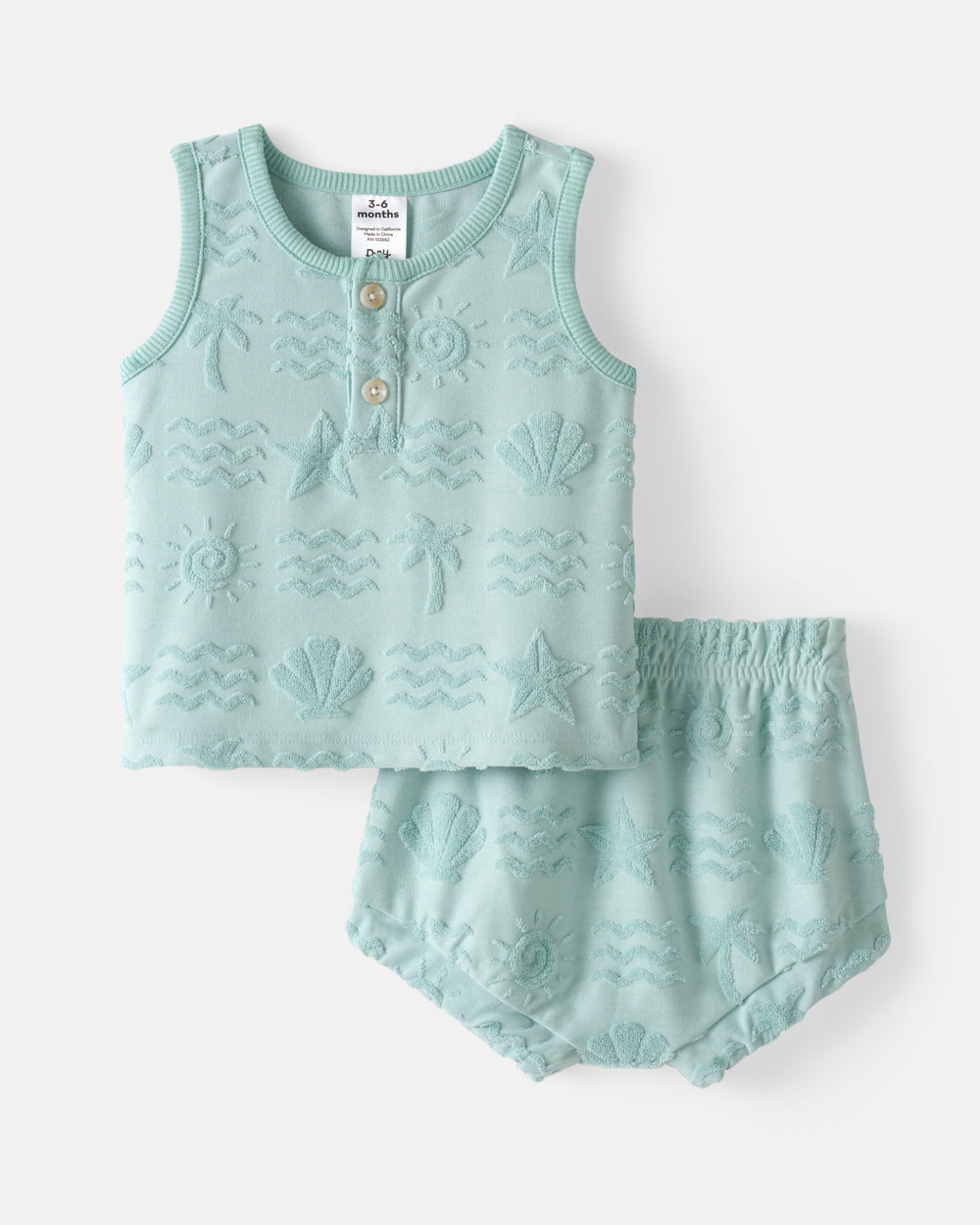 Flat lay of the Coastal Rays Henley Tank Set