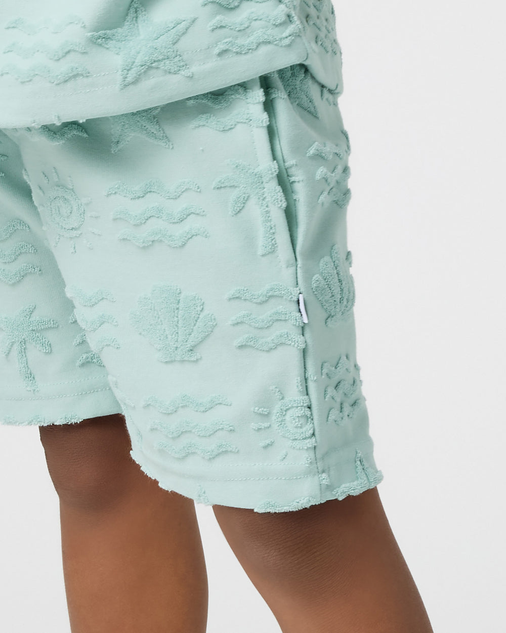 Close up of the pocket detail on the Coastal Rays Drawstring Shorts