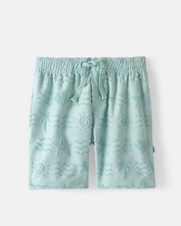 Flat lay of the Coastal Rays Drawstring Shorts