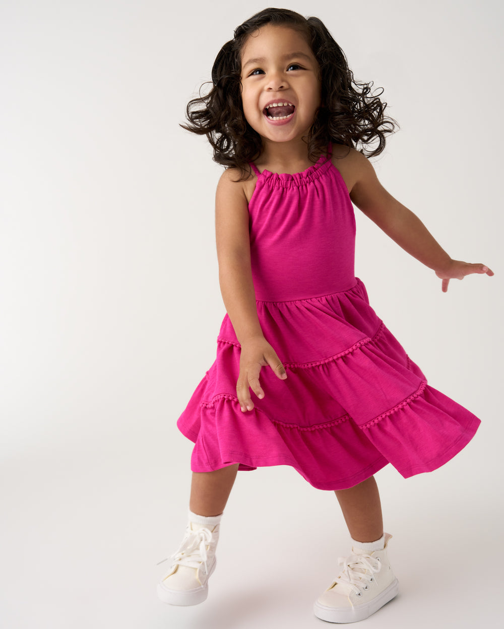 Pink Punch Open Back Tiered Dress | Little Sleepies Pink Punch Open Back Tiered Dress | Little Sleepies