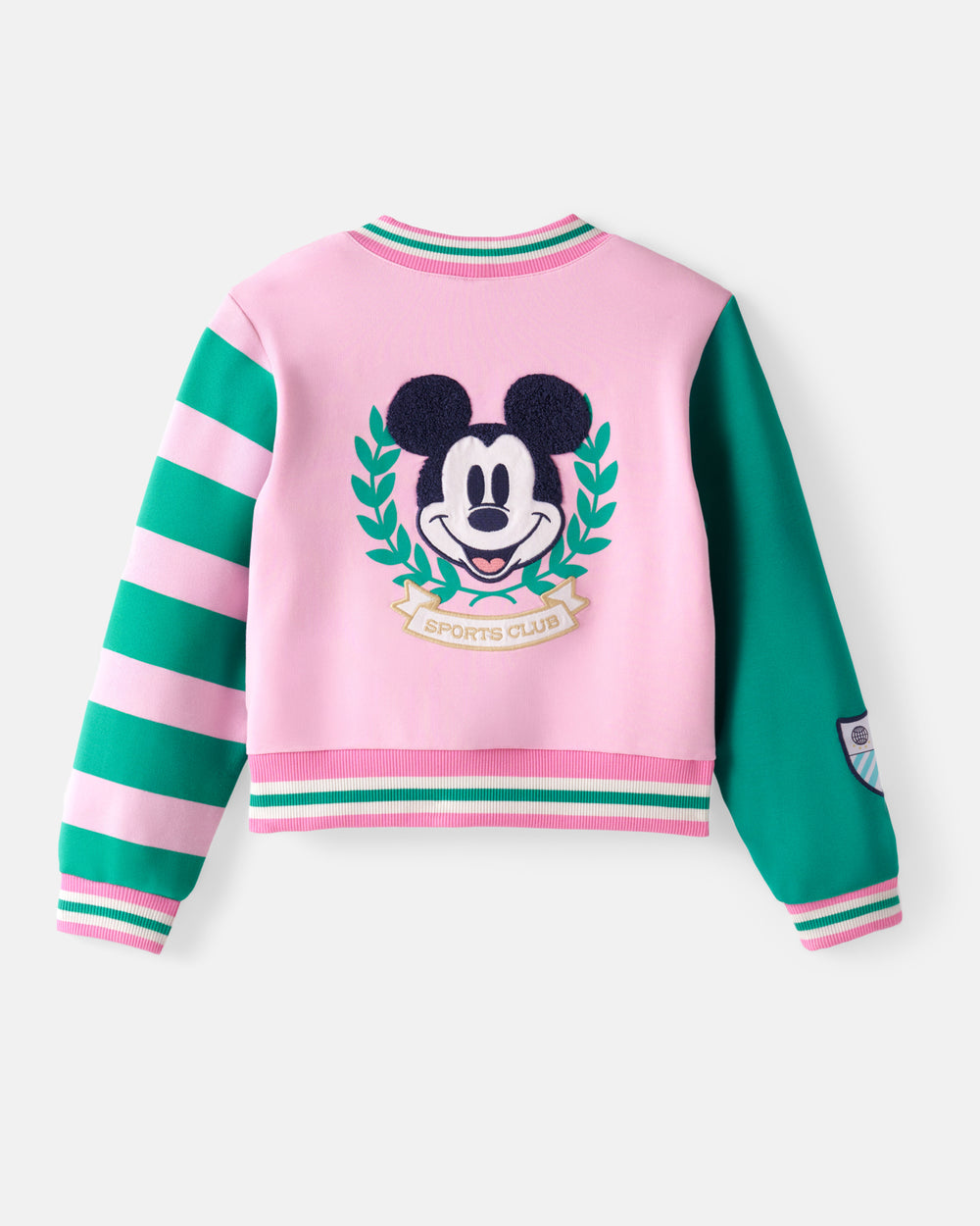 Flat lay of the back of the Disney Mickey Mouse Sports Club Varsity Cardigan