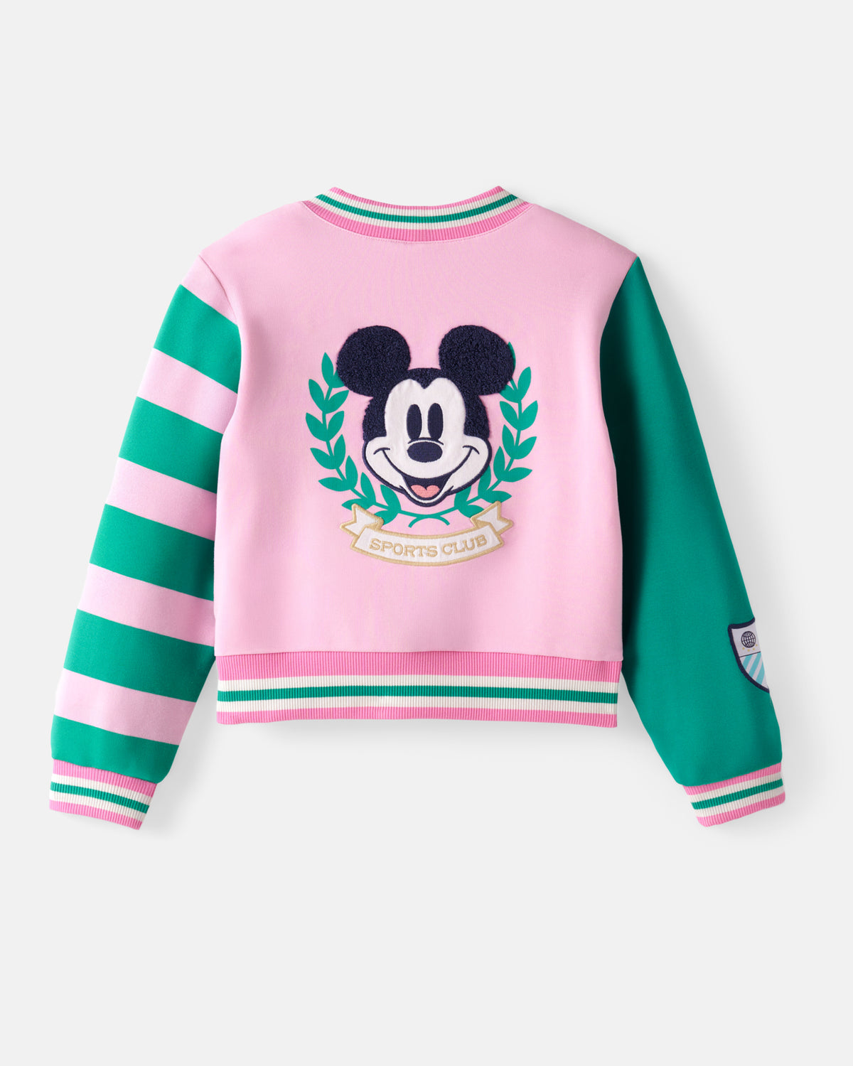 Flat lay of the back of the Disney Mickey Mouse Sports Club Varsity Cardigan