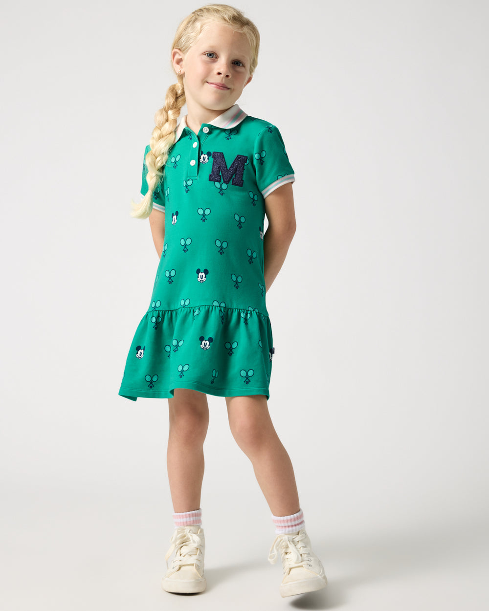 Alternate child wearing the Disney Mickey Mouse Racket Rally Drop Waist Dress