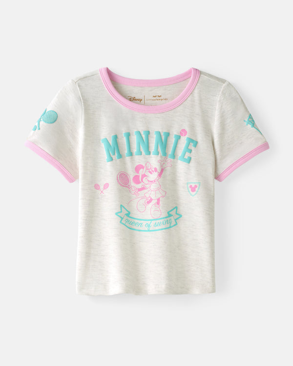 Flat lay of the Disney Minnie Mouse Queen of Swing Ringer Tee