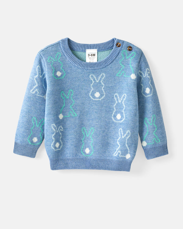 Flat lay of the Cozy Cottontails Baby Sweater