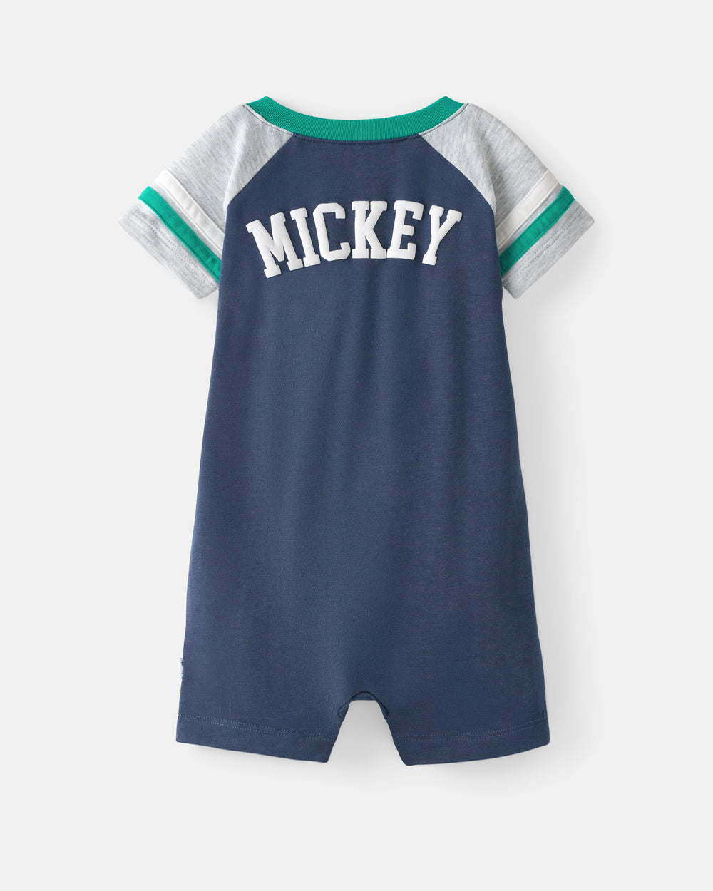 Flat lay of the back of the Disney Mickey Mouse Sports Club Henley Shorty Romper