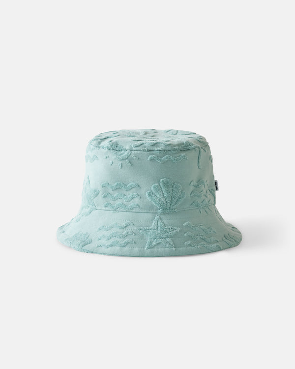 Flat lay of the Coastal Rays Bucket Hat