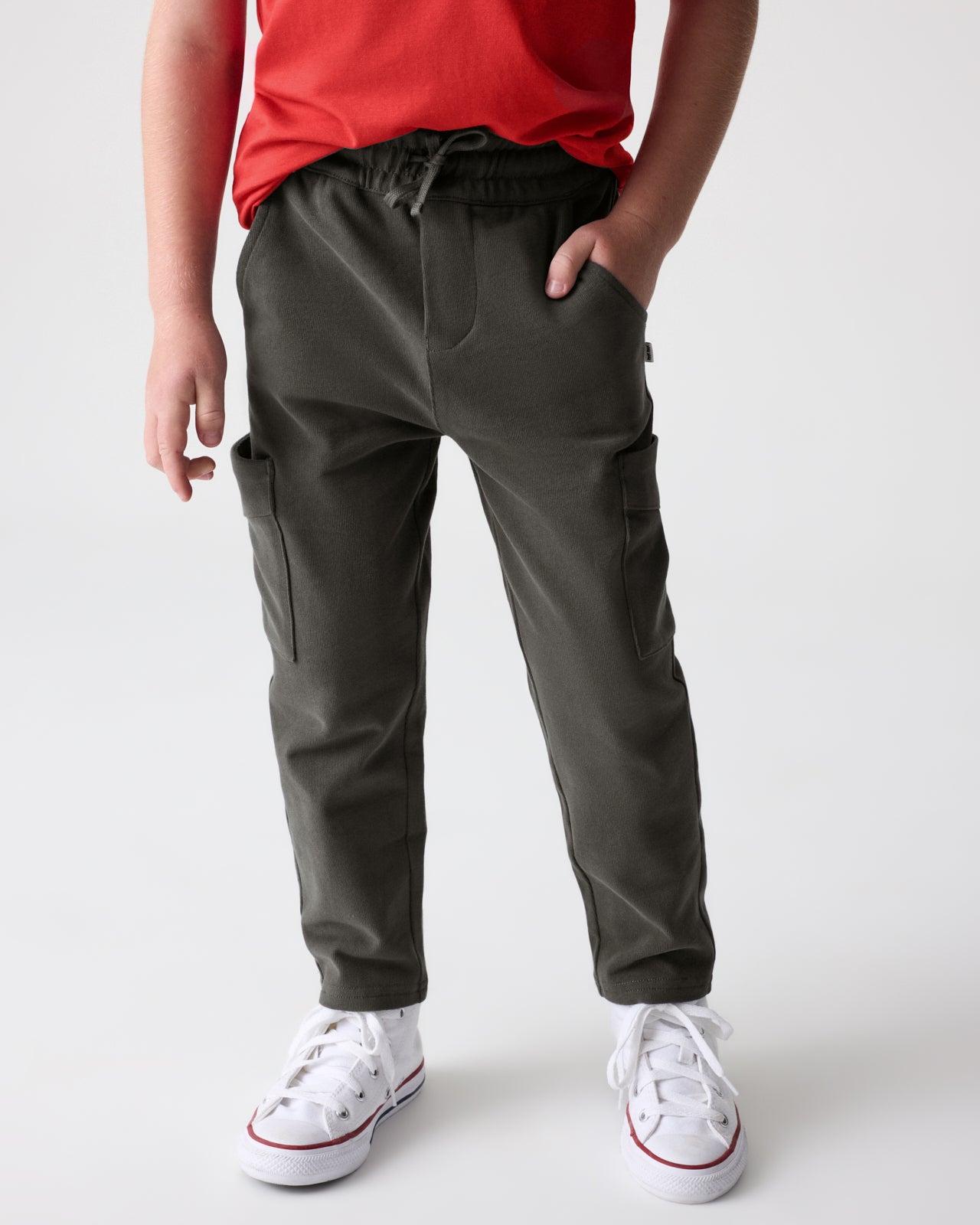 Boy wearing the Washed Black Cargo Pants