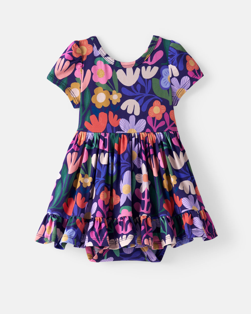 Flat lay of the Wild Garden Ruffle Twirl Dress with Bodysuit