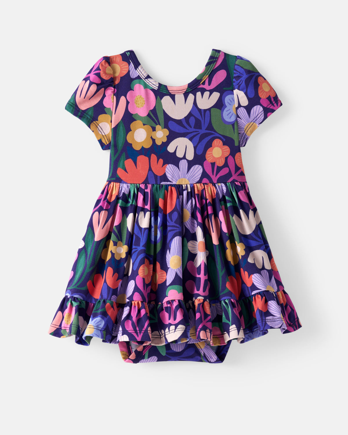 Flat lay of the Wild Garden Ruffle Twirl Dress with Bodysuit