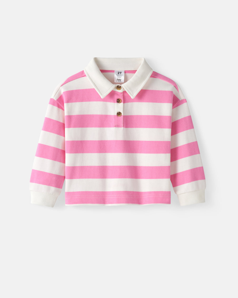 Flat lay of the Pink Spark Stripe Polo Shirt