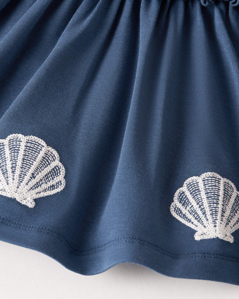 Close up of the shell detail on the Seashell Cove Smocked Tank & Shorts Set