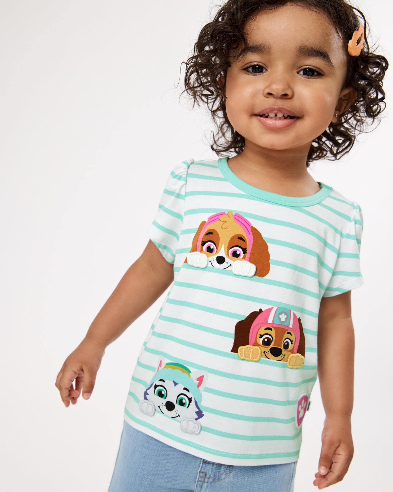Close up of girl wearing the PAW Patrol Rescue Ready Puff Sleeve Tee