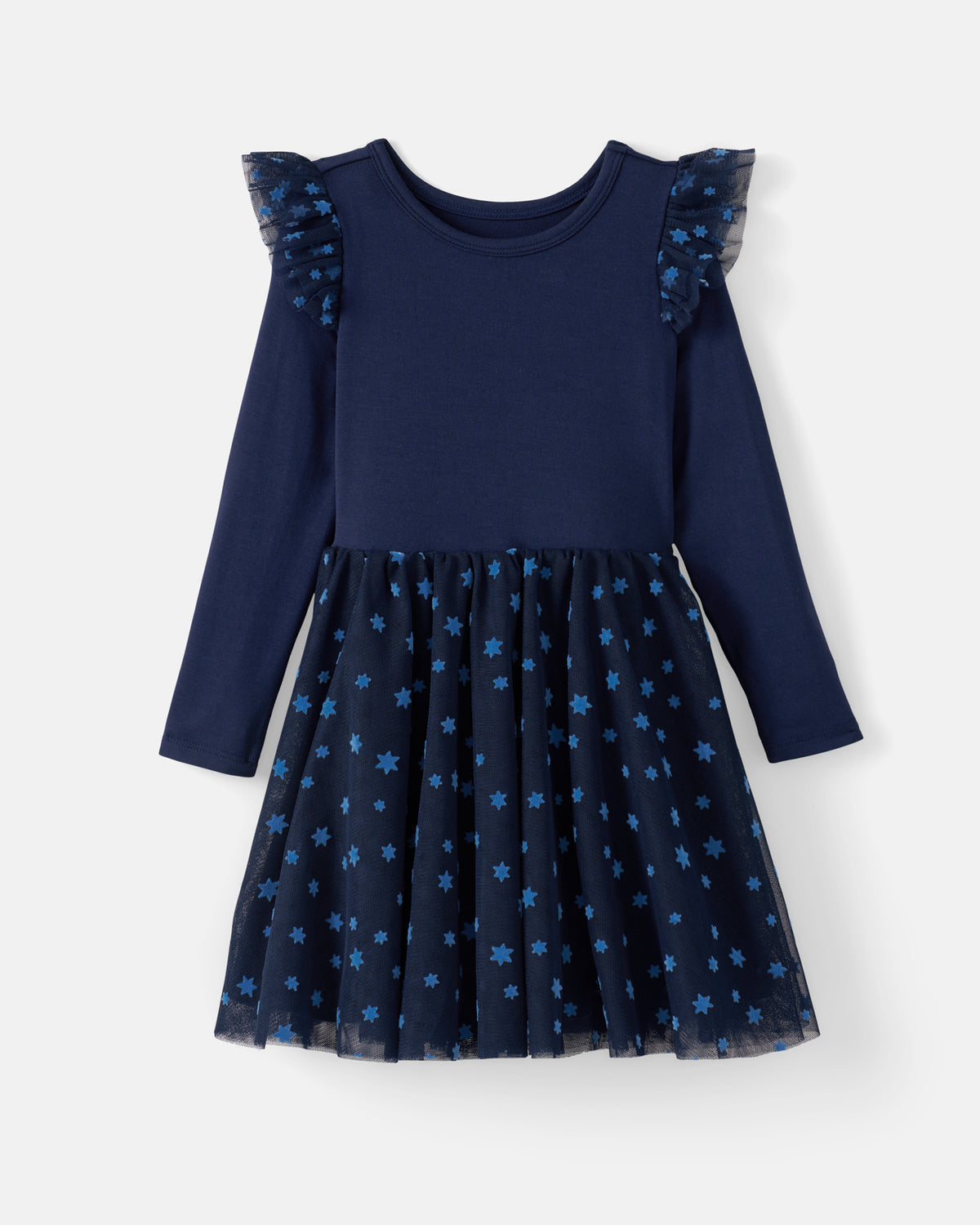 Flat lay of the Hanukkah Night Sky Flutter Tutu Dress