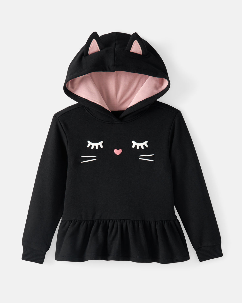 Flat lay of the Black Cat Peplum Hoodie