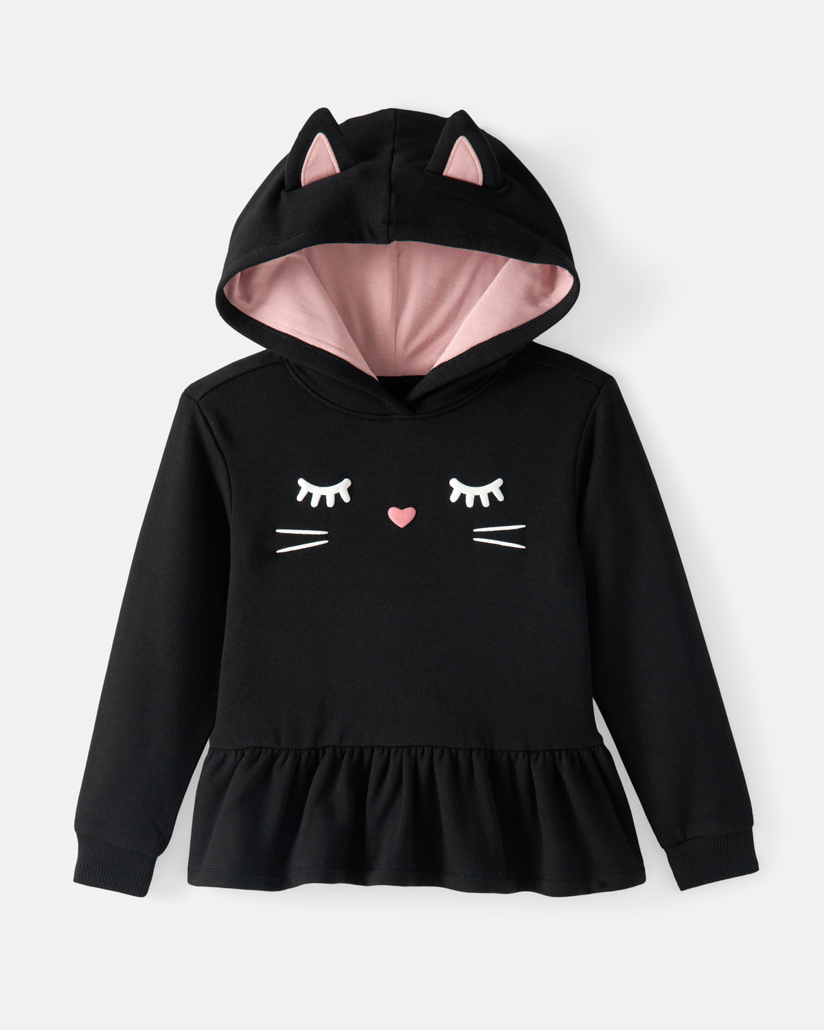 Flat lay of the Black Cat Peplum Hoodie