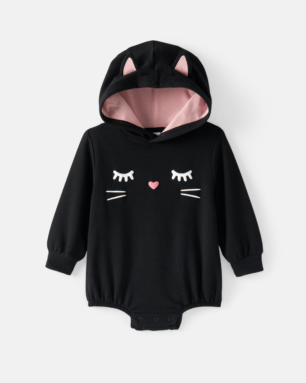 Flat lay of the Black Cat Hoodie Romper