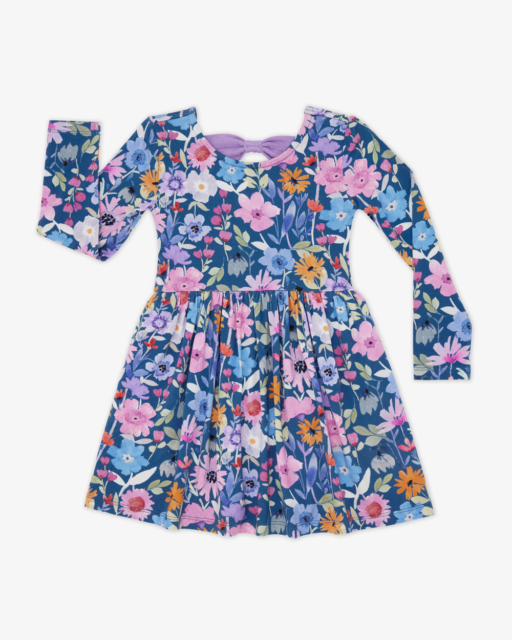 Flat lay of the Dusk Blooms Bow Back Skater Dress