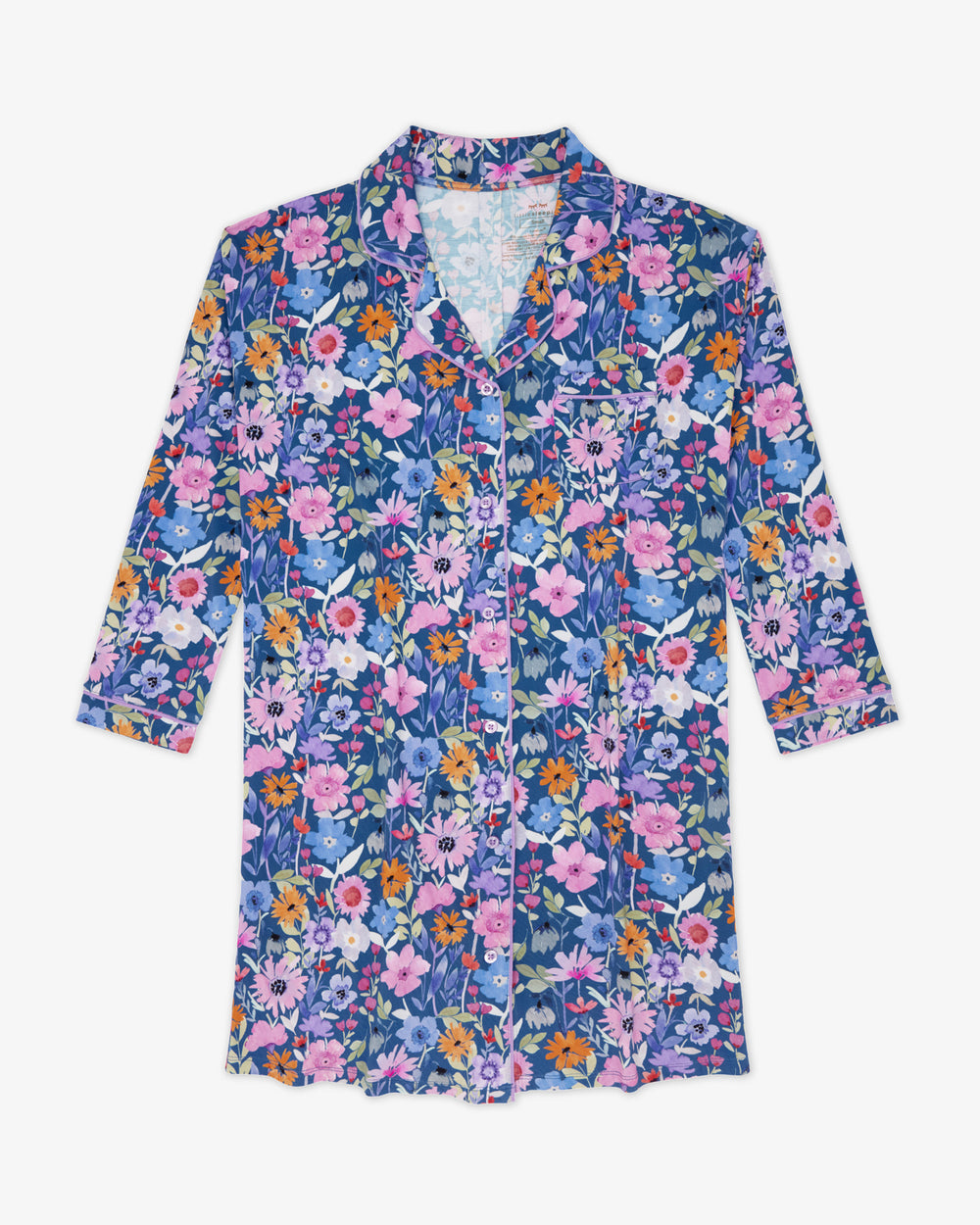 Flat lay of the Dusk Blooms Women's Long Sleeve Sleep Shirt