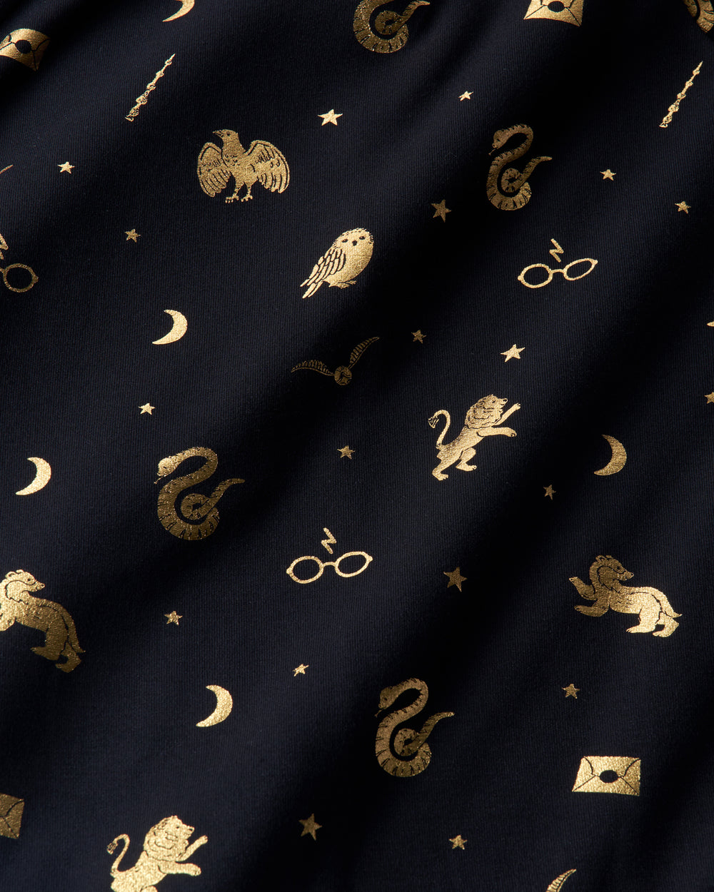 Close up of the metallic details on the Harry Potter™ Spellbinding Studies fabric