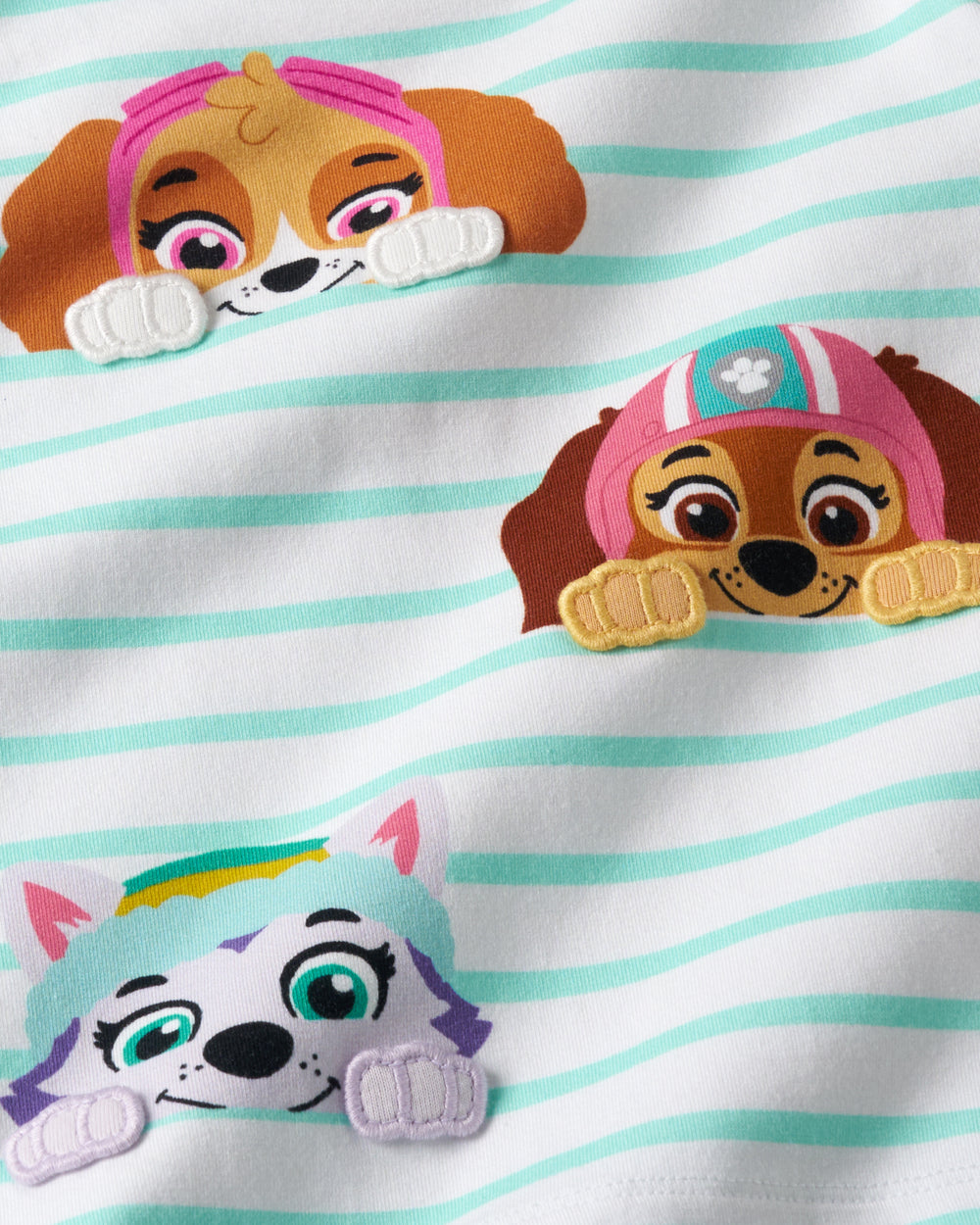 Close up of the graphic details on the PAW Patrol Rescue Ready Puff Sleeve Tee