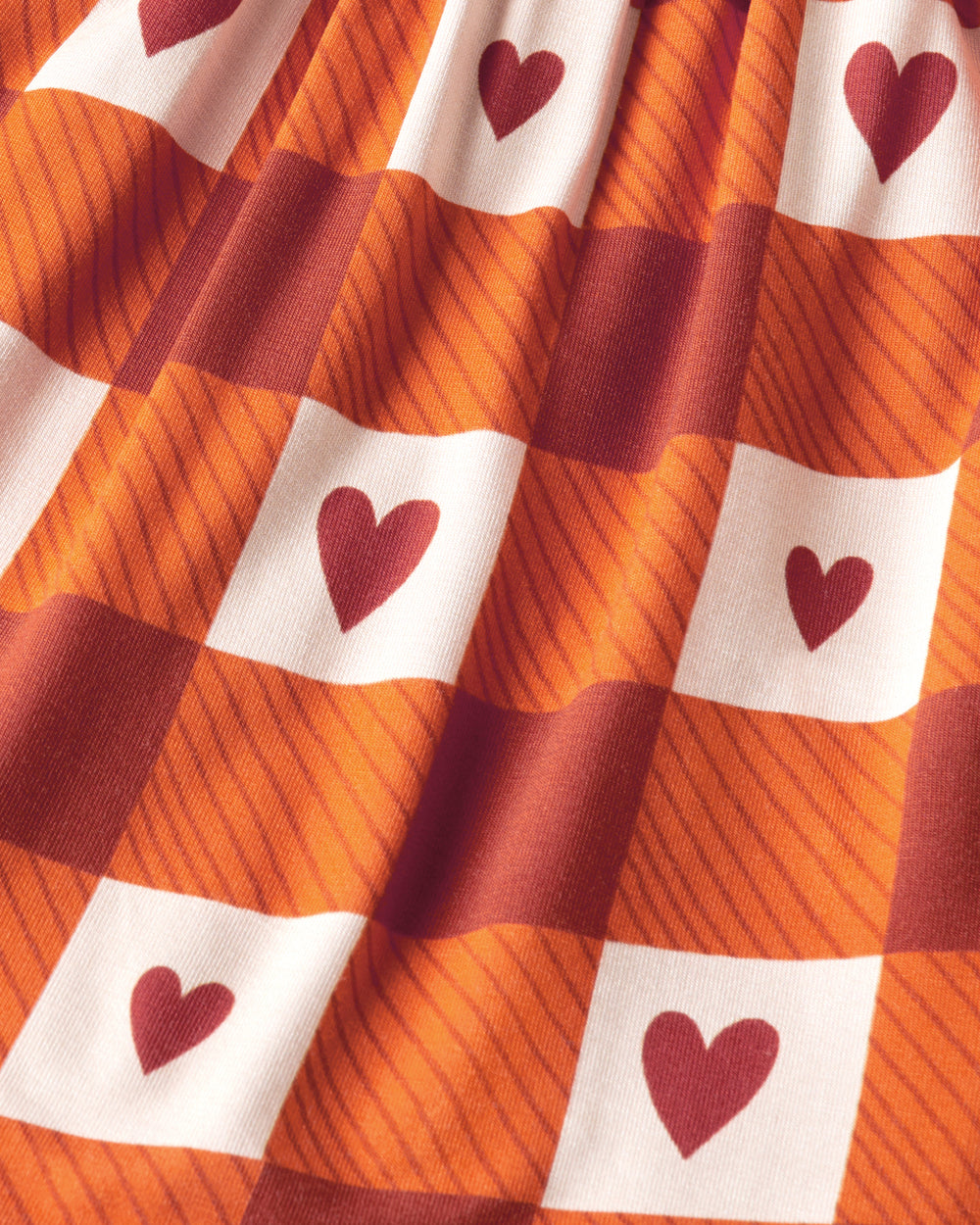 Close up of the Harvest Hearts Flutter Skater Dress fabric