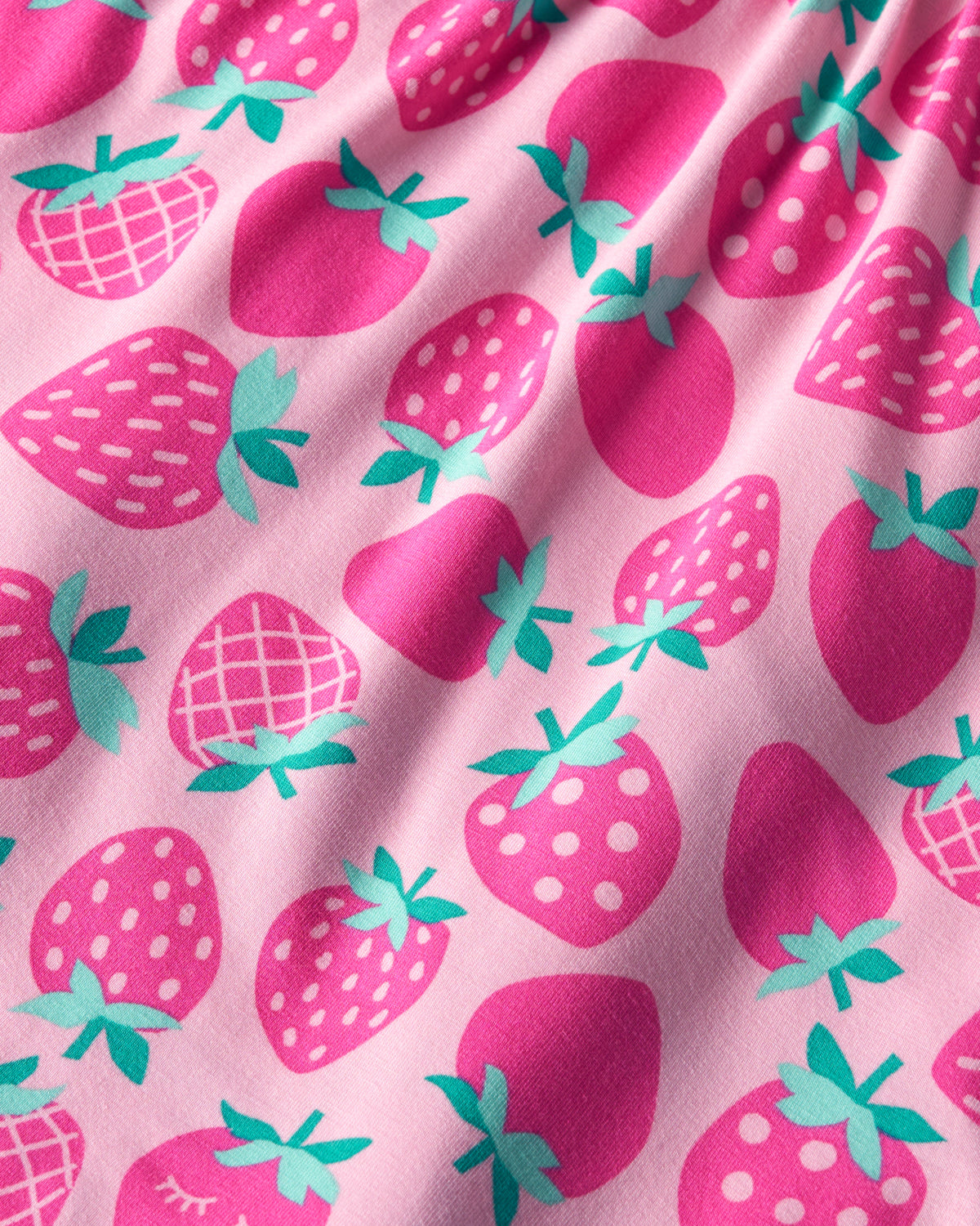 Close up of the Sweet Strawberries fabric