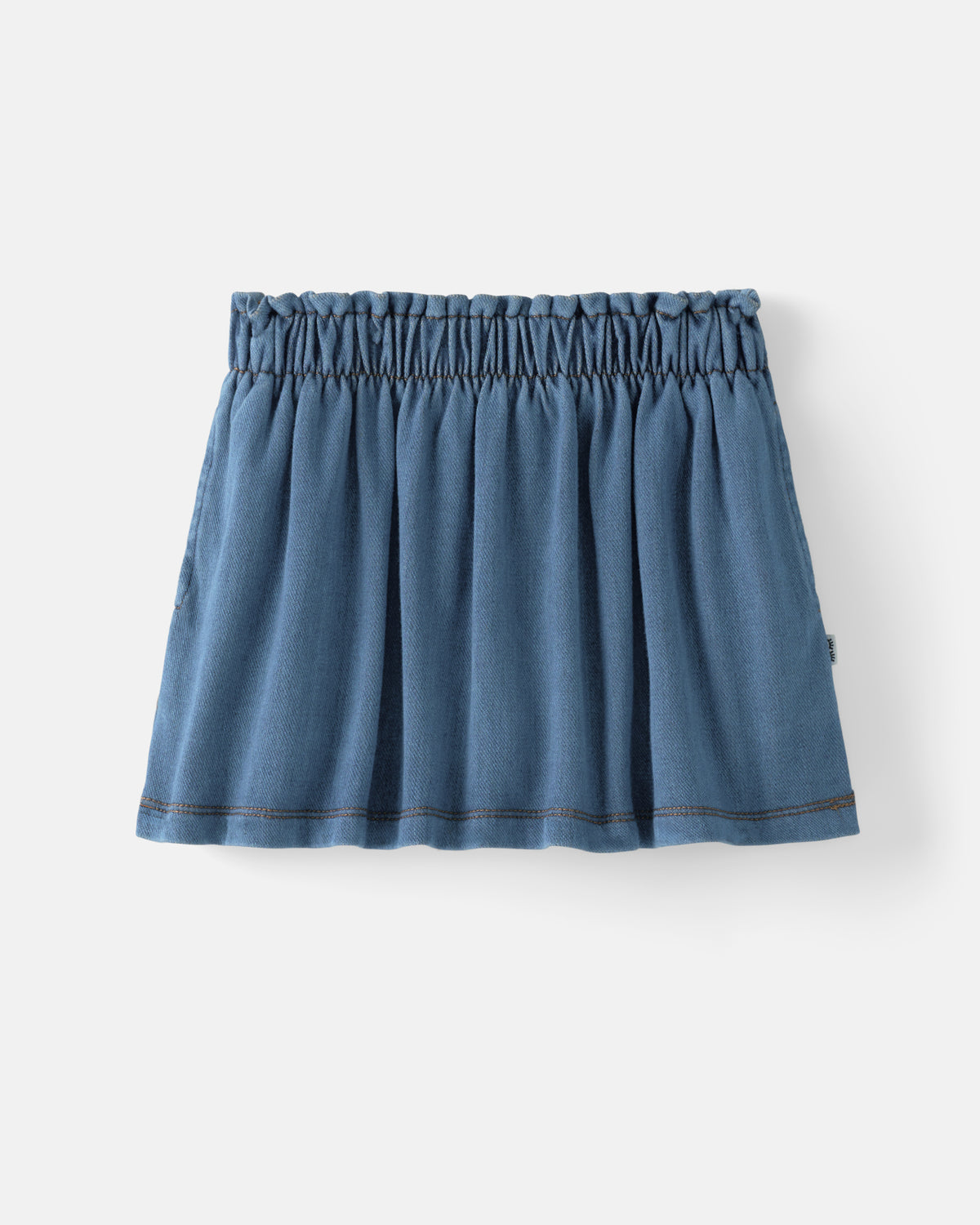 Flat lay of the Midwash Blue Denim Skort