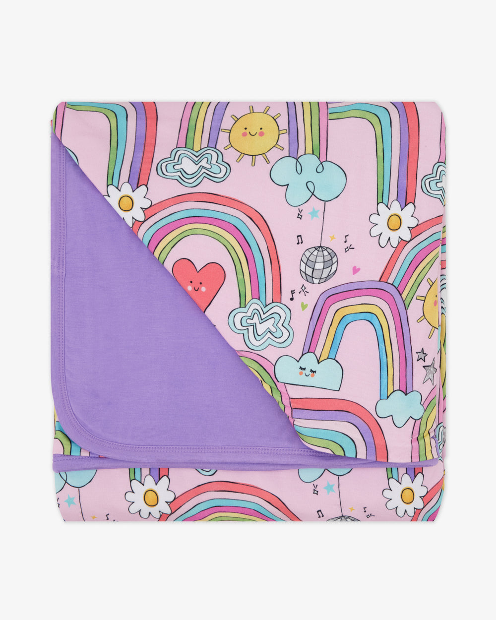 Flat lay of the Disco Rainbows Large Cloud Blanket®