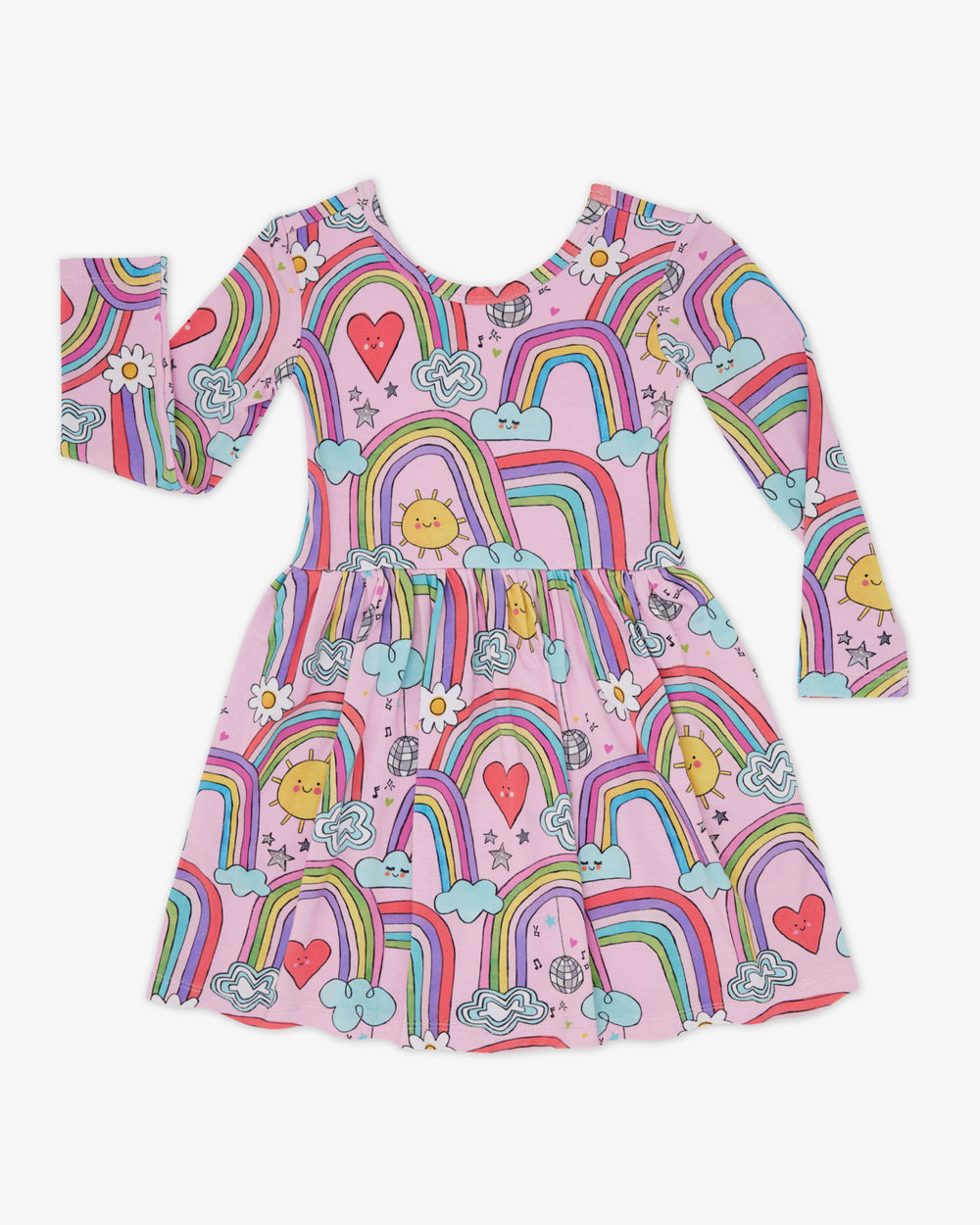 Flat lay of the Disco Rainbows Skater Dress