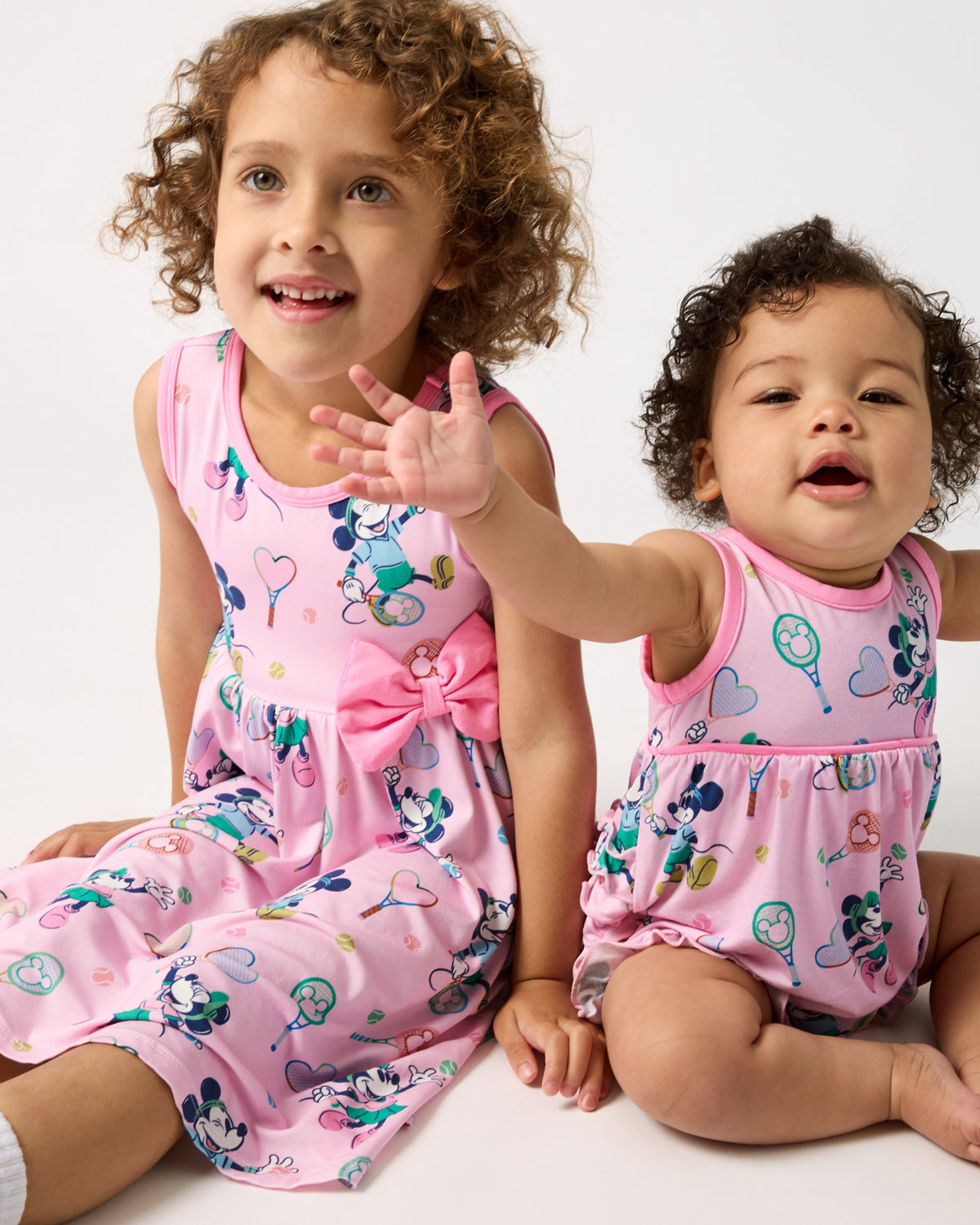 Two girls wearing matching Disney Mickey Mouse & Minnie Mouse Match styles