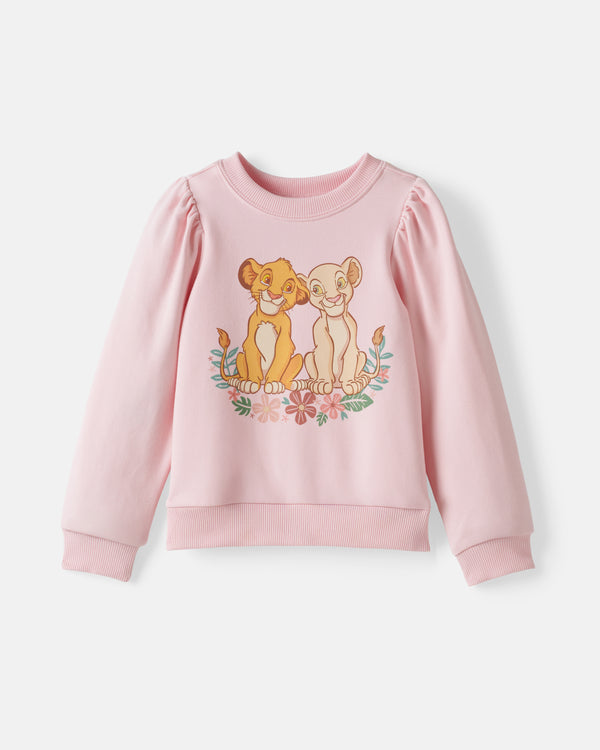 Flat lay of the front of the Disney Cub Club Puff Sleeve Crewneck