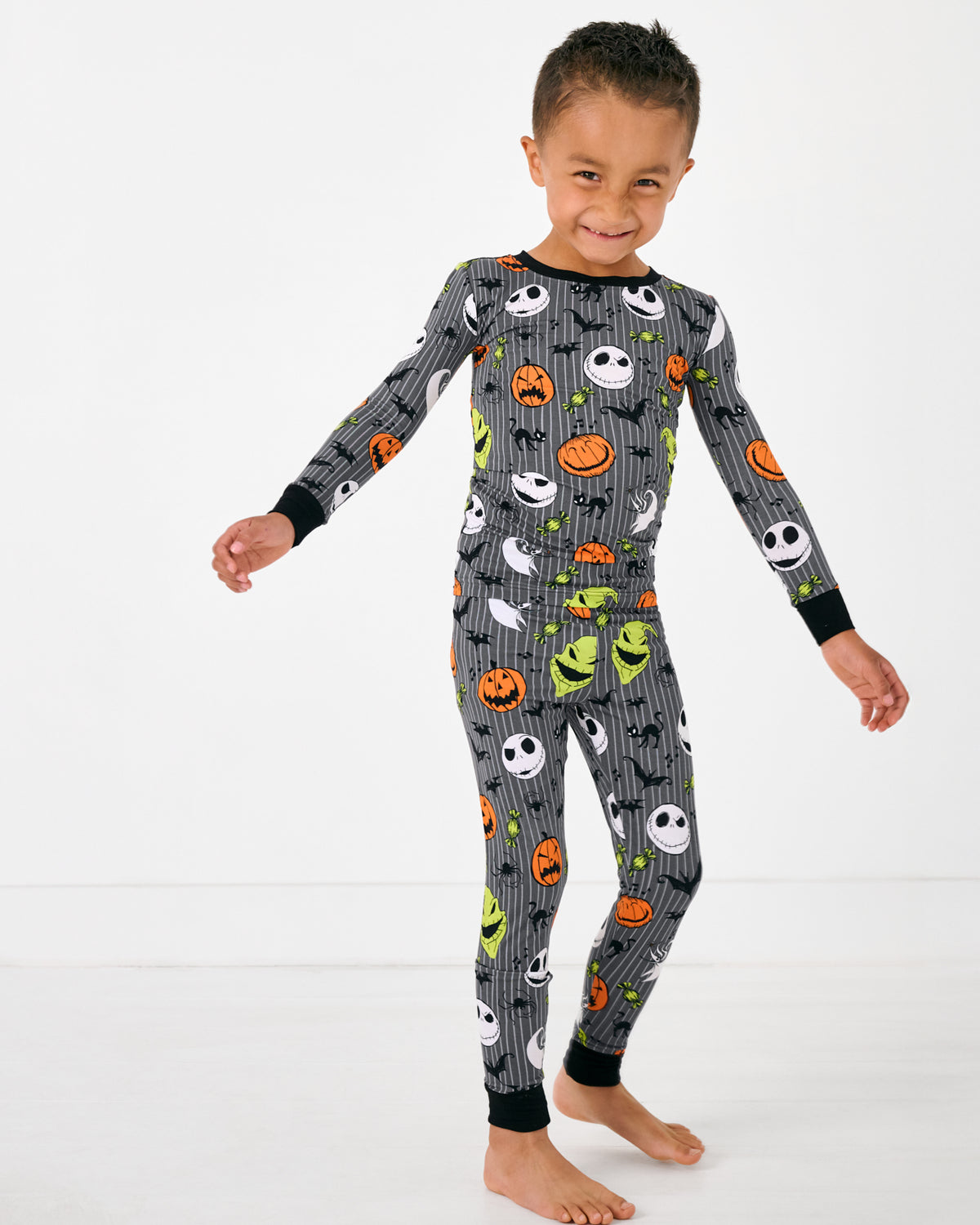 Standing boy wearing the Disney The Nightmare Before Christmas Two-Piece Pajama Set