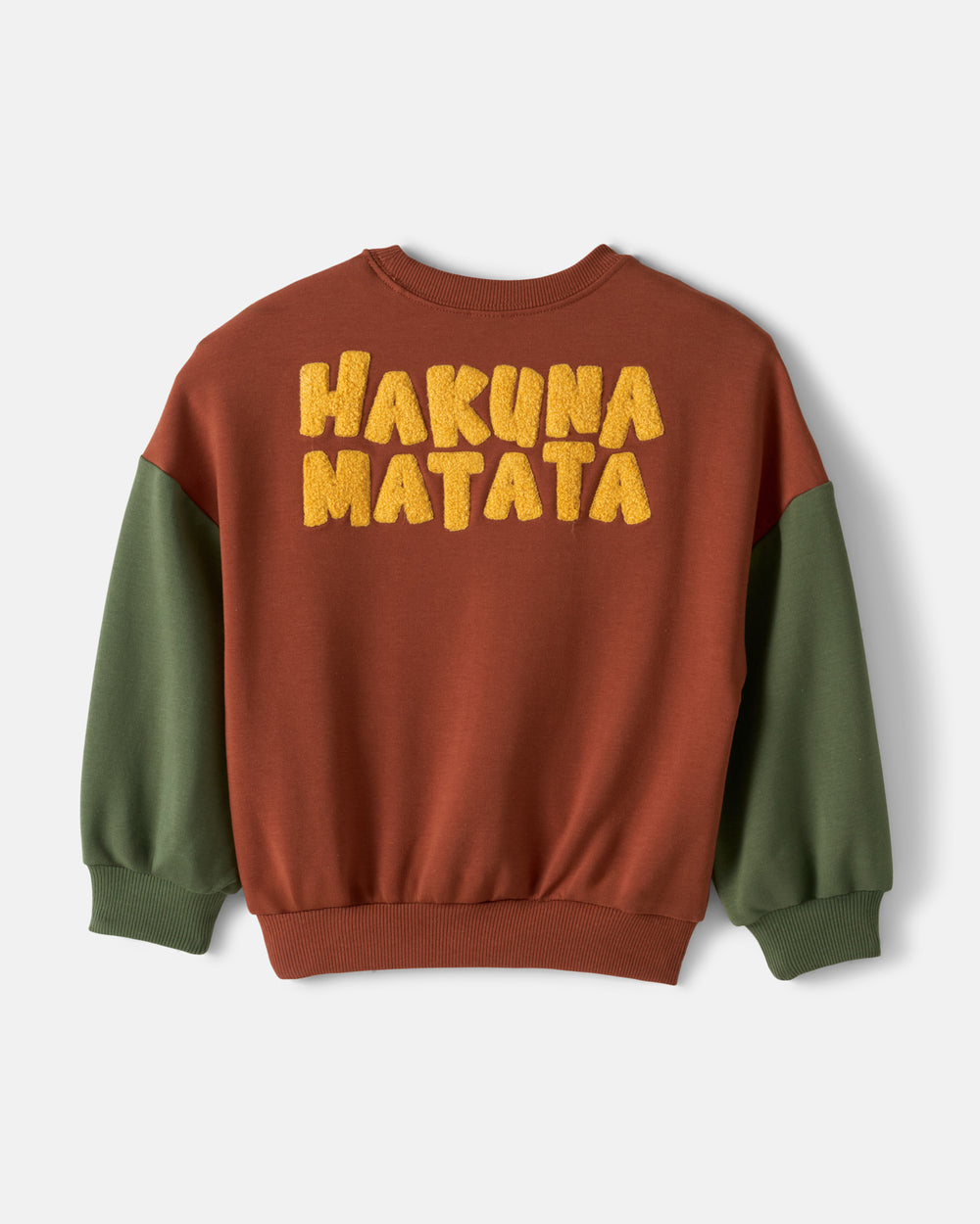 Flat lay of the back of the Disney Jungle Treasures Drop Shoulder Crewneck